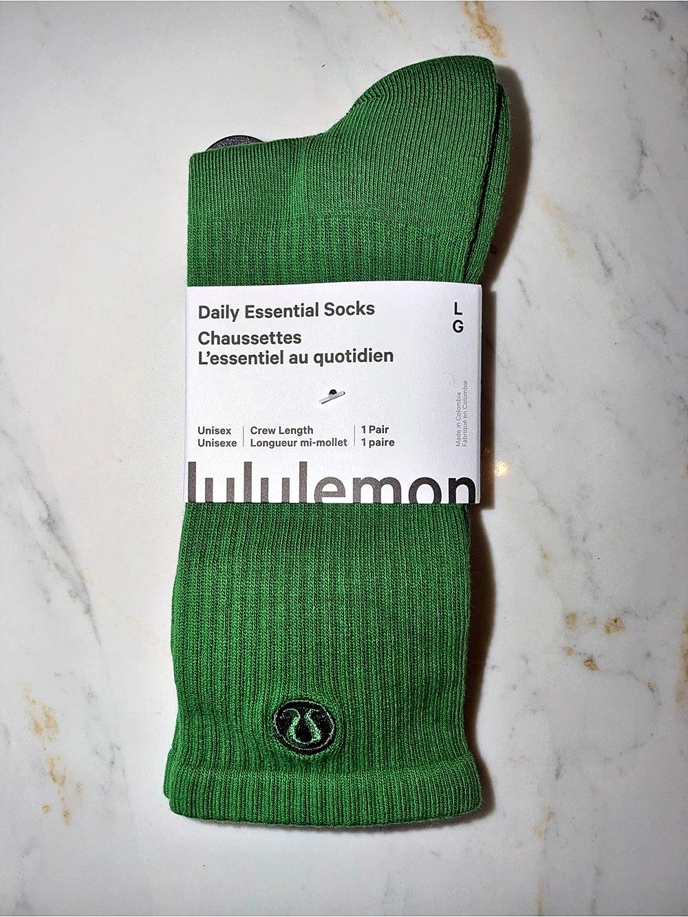 lululemon Daily Essential Socks Crew Green L/G